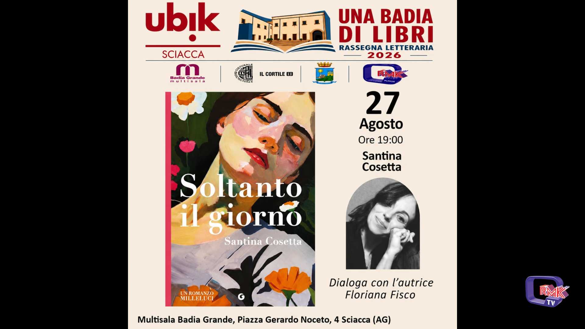 Una Badia di libri, stasera a Sciacca Santina Cosetta presenta il suo romanzo